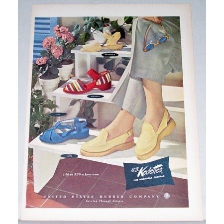 1948 U.S. Kedettes Casual Slippers Shoes Color Art Print Ad