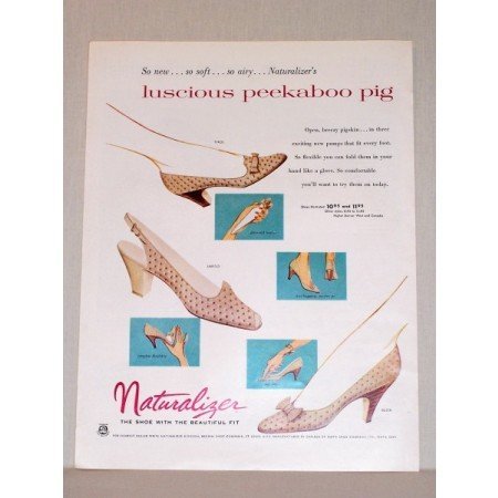 1957 Naturalizer Pumps Shoes Color Print Ad