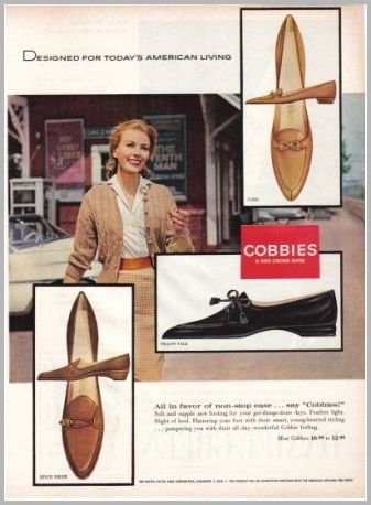 1960 Cobbies Red Cross Shoes Color Print Ad