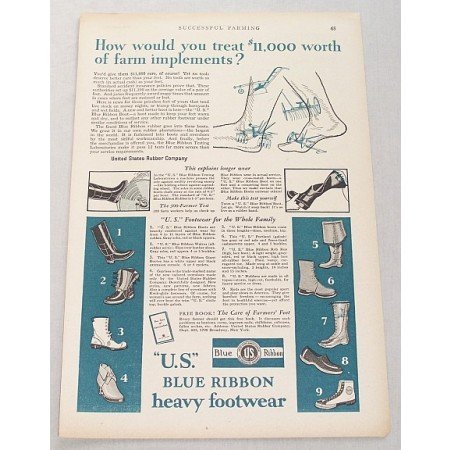 1929 Blue Ribbon Heavy Ankle Knee Boots Footwear Print Ad