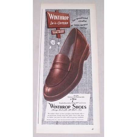 1946 Winthrop In-'N-Outers Casual Shoes Color Print Ad