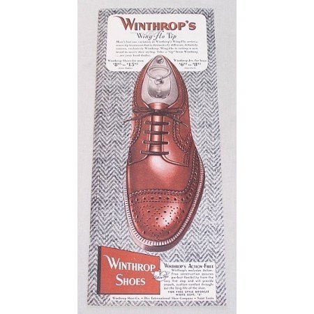 1948 Winthrop's Wing-Flo Tip Shoes Color Print Ad