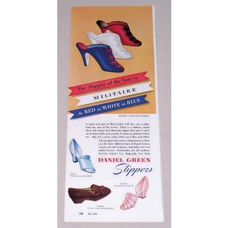 1942 Daniel Green Militaire Slippers Color Print Ad