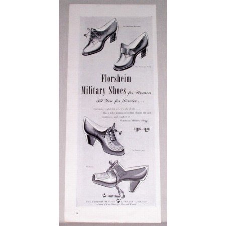 1944 Florsheim Women Military Shoes Print Ad - Fit For Service