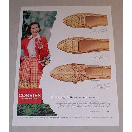 1958 Cobbies Red Cross Shoes Color Print Ad