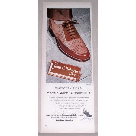 1947 John C Roberts Mens Dress Shoes Color Print Ad