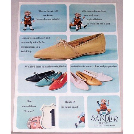 1963 Sandler Shoes Color Print Ad - There's This Girl Elf