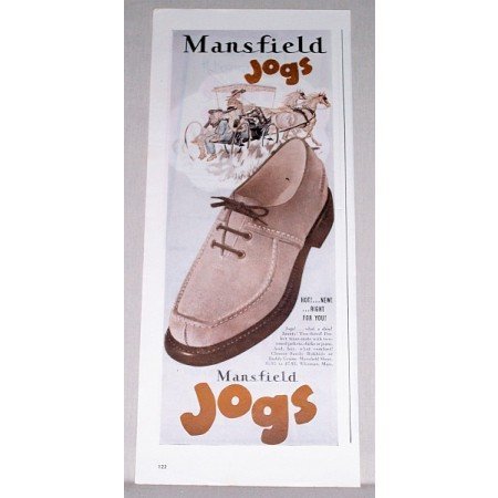 1945 Mansfield Jogs Men's Shoes Color Print Ad