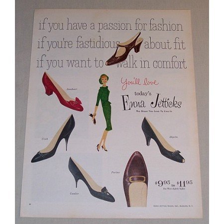 1958 Enna Jetticks Shoes Color Print Ad