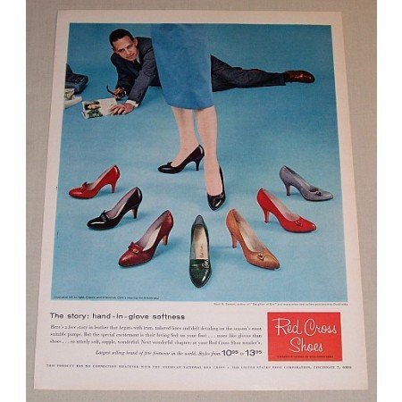 1958 Red Cross Shoes Classic and Aristocrat Color Print Ad