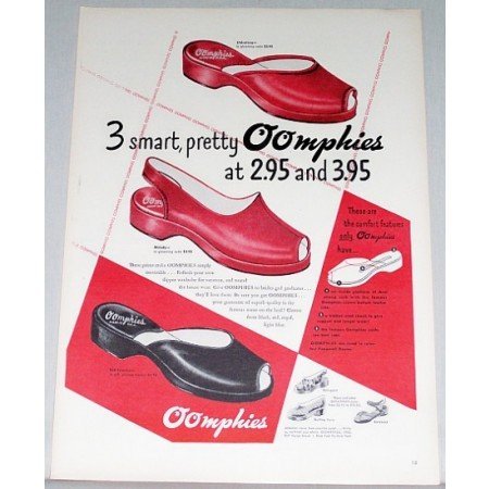 1948 Oomphies Women's Shoes Color Print Ad