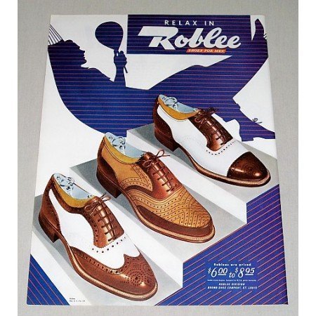1946 Roblees Shoes For Men Color Art Print Ad - Relax With Roblee