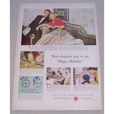 1950 Watchmakers of Switzerland Color Print Ad