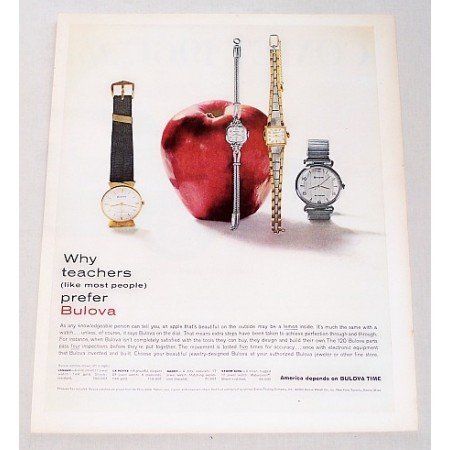 1960 Bulova Watches Color Print Ad - Teachers Prefer Bulova