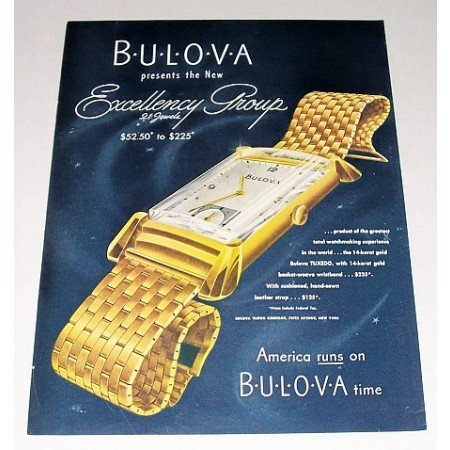 1946 Bulova Excellency Group Watch 21 Jewel Color Print Ad