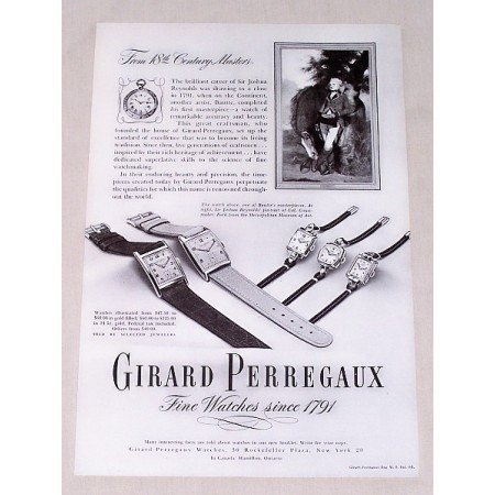 1947 Girard Perregaux Watches Print Ad Sir Joshua Reynolds