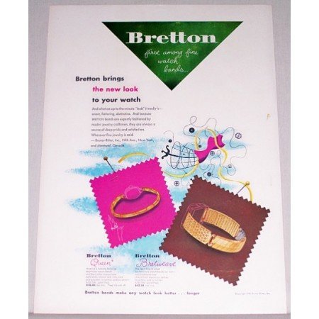 1948 Bretton Watch Bands Color Print Ad