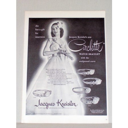 1948 Jacques Kreisler Circlette Watch Bracelet Print Ad