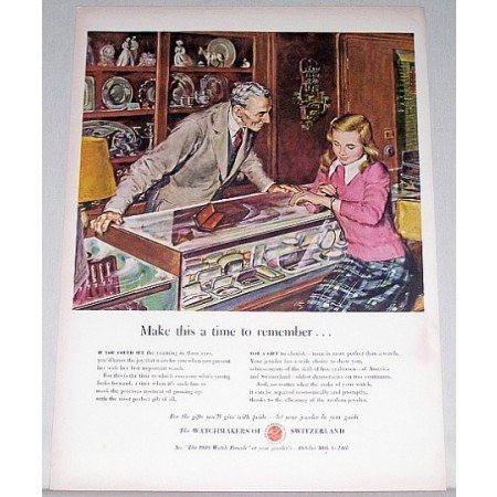 1948 Watchmakers Of Switzerland Color Art Print Ad