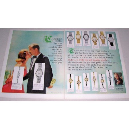 1961 Bulova Watch Company 2 Page Color Print Ad