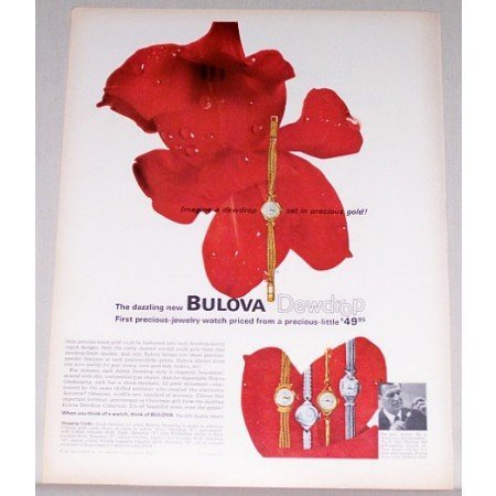 1963 Bulova Dewdrop 17 Jewel Watch Color Print Ad