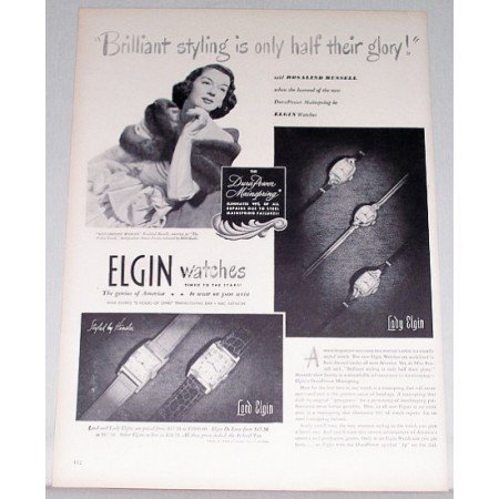 1948 Elgin Watches Print Ad Celebrity Rosalind Russell