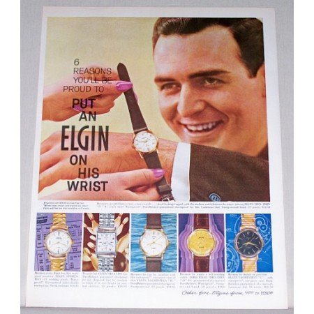 1961 Elgin Wristwatch Color Print Ad