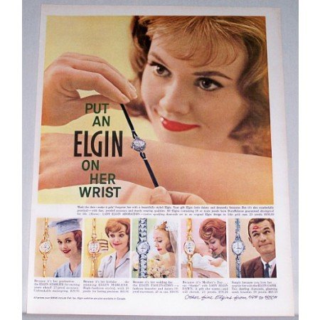 1961 Lady Elgin Adoration 12 Diamond Wristwatch Color Print Ad