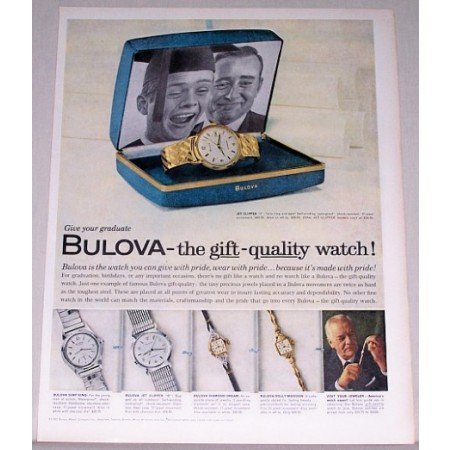 1962 Bulova Jet Clipper J Watch Color Print Ad