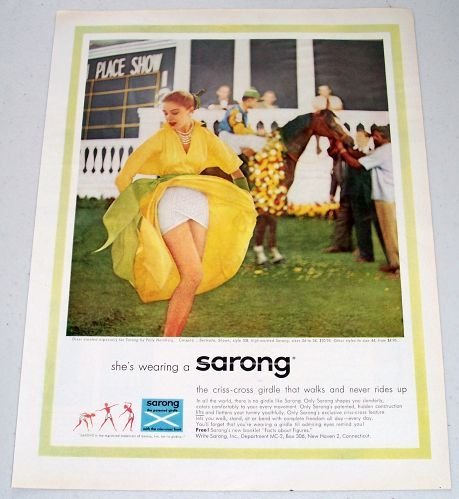 1957 Sarong Style 108 Criss Cross Girdle Color Print Ad