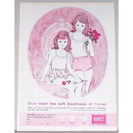 1961 Hanes Panties Color Art Print Ad - Soft Loveliness