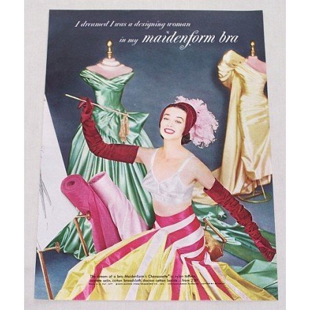 1955 Maidenform Chansonette Bra Color Print Ad