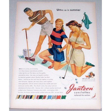1948 Jantzen Sunclothes Golf Art Color Print Ad - Umm As In Summer