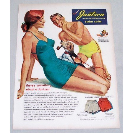 1949 Jantzen Figure Control Swim Suits Color Art Print Ad