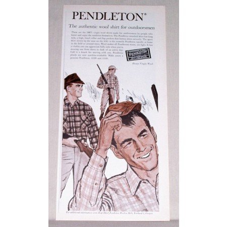 1961 Pendleton Plaid Wool Shirts Color Art Print Ad