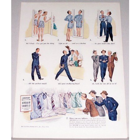 1940 Arrow Aroair Shirts Color Art Print Ad - Here You Are Fellows