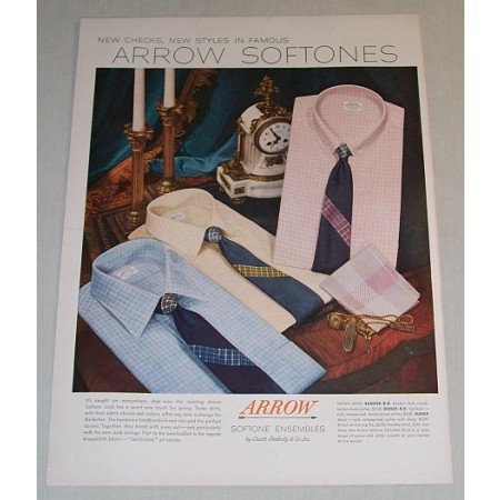 1955 Arrow Softones Men's Shirts Color Print Ad