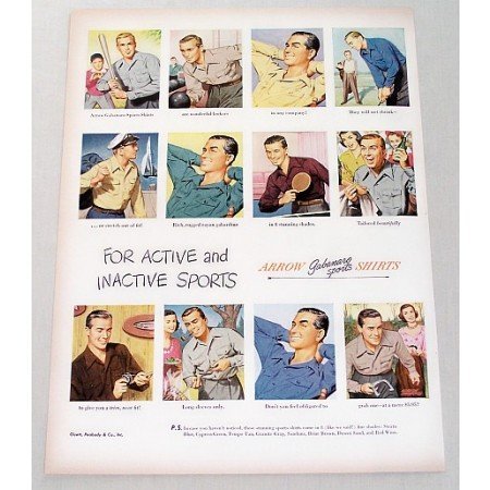 1948 Arrow Gabanaro Sports Shirts Color Print Ad