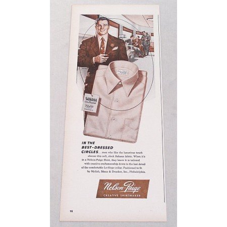1948 Nelson Paige Sakana Fabric Shirts Color Print Ad