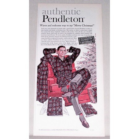 1961 Pendleton Lounge Robe Color Art Print Ad