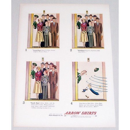1948 Arrow Shirts Color Print Ad - 2nd 3rd 4th Floor