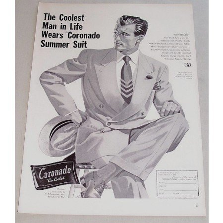 1948 Coronado Summer Suit Print Ad - Coolest Man In Life