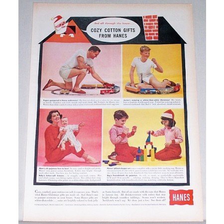 1962 Hanes Cozy Cotton Gifts Sleepers Pajamas Color Print Ad