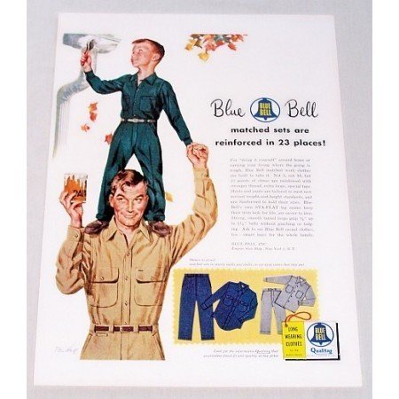 1954 Blue Bell Work Clothes Tom Hall Art Color Print Ad
