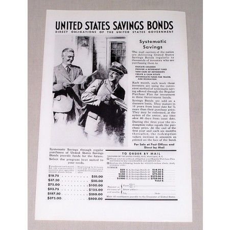 1937 United States Savings Bonds Print Ad - Systematic Savings