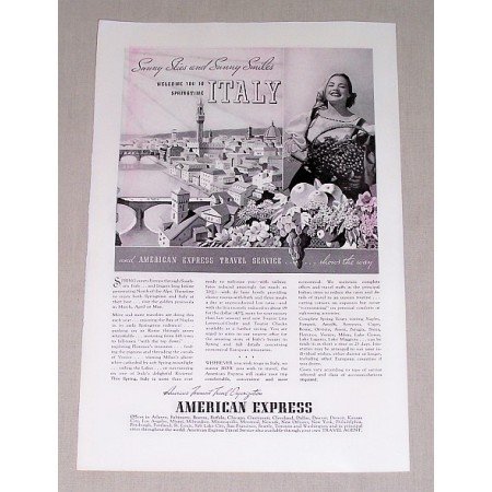 1937 American Express Italy Vacation Print Ad