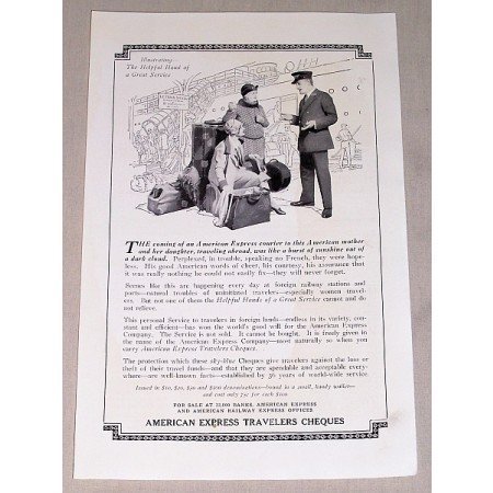 1927 American Express Travelers Cheques Print Ad