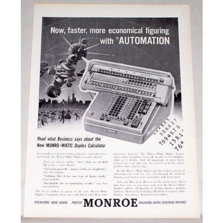 1955 Monroe Monro Matic Duplex Calculator Print Ad