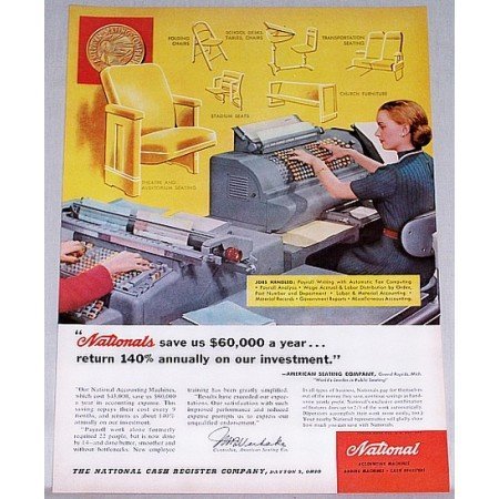 1953 National Accounting Machine Color Print Ad - Jobs Handled