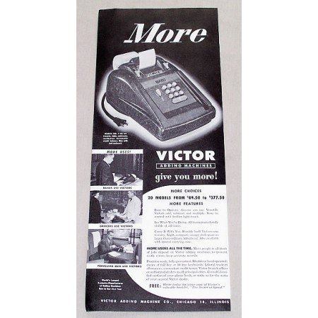 1949 Victor Model No. 7-83-54 Adding Machines Print Ad
